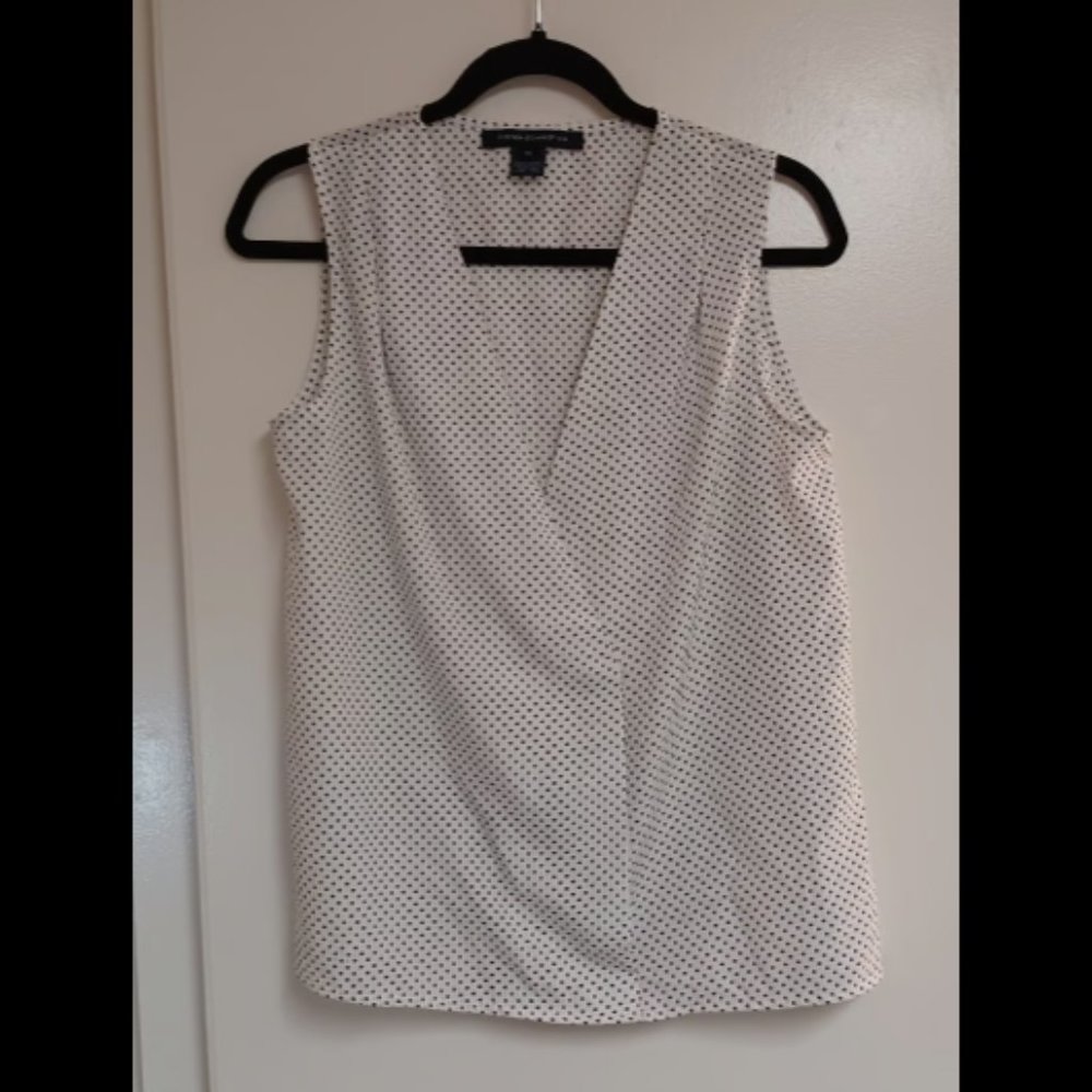 NWOT French Connection  Black and White Polka Dot Sleeveless Blouse Sz: XS